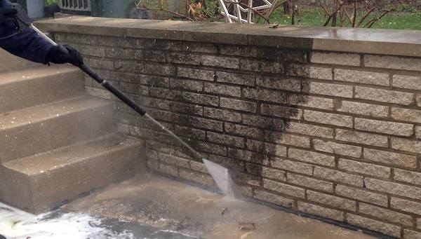 power washing brick