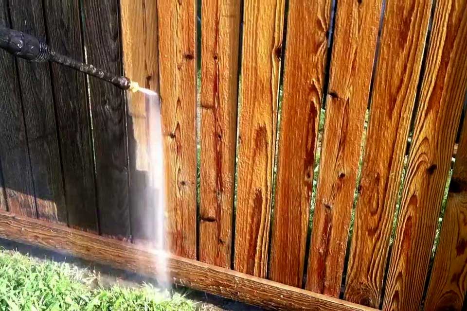 pressure washing fence