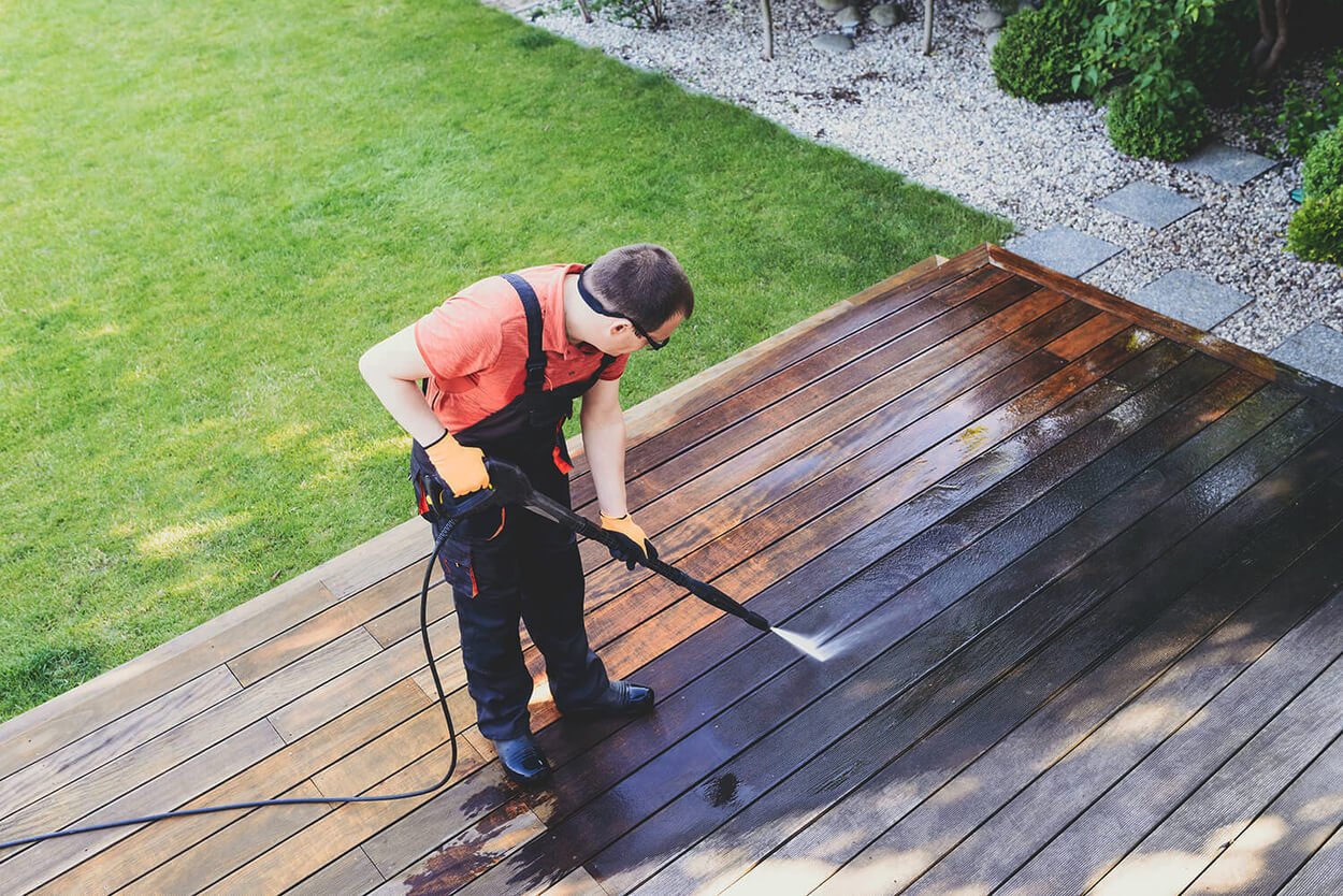 pressure washing deck