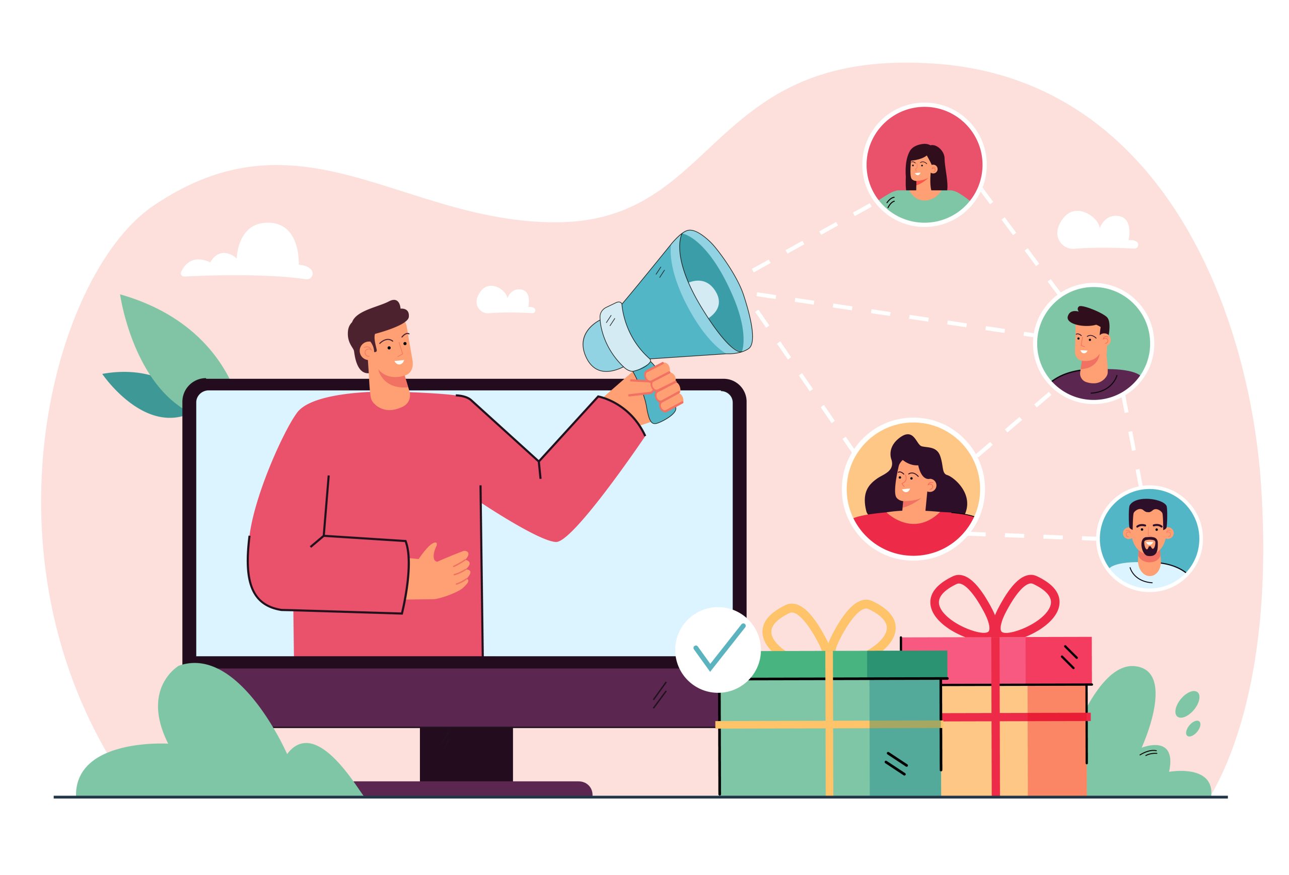 Business person using social media referral strategy online
