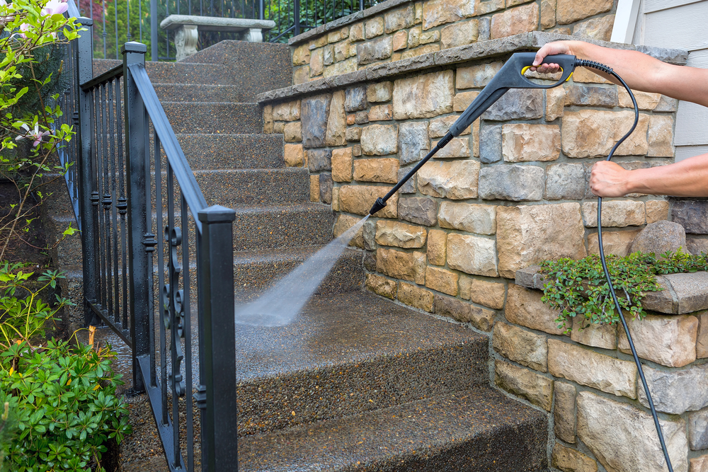 Power Wash Concrete Steps