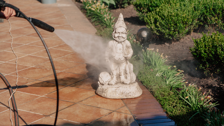Pressure Wash Garden Statues