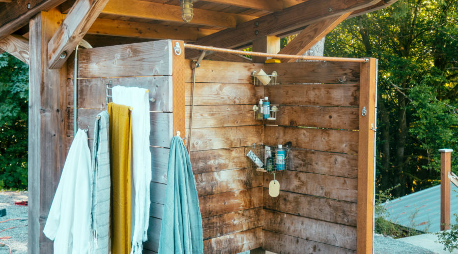 clean outdoor shower area
