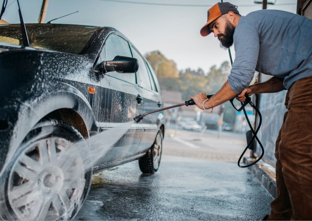 power wash car tires