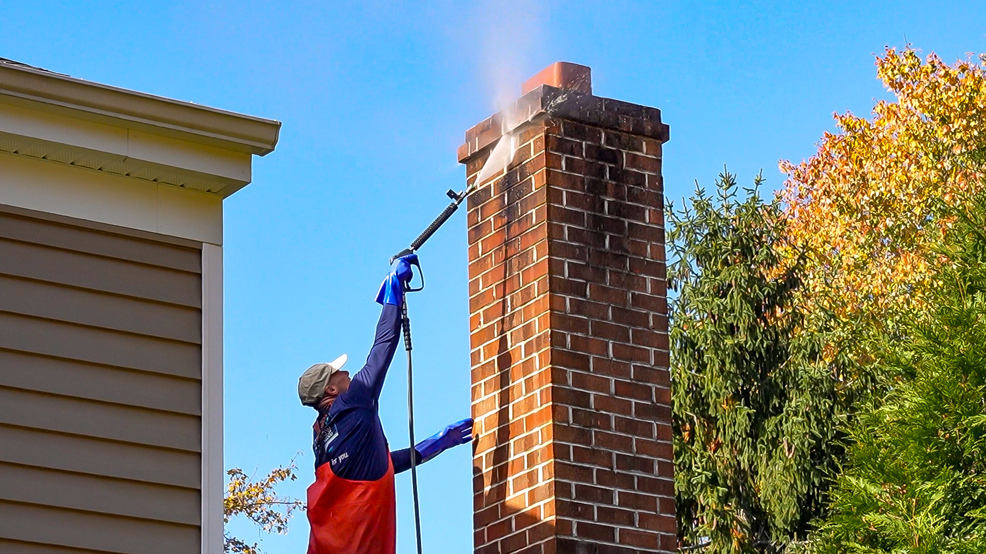 power wash chimney