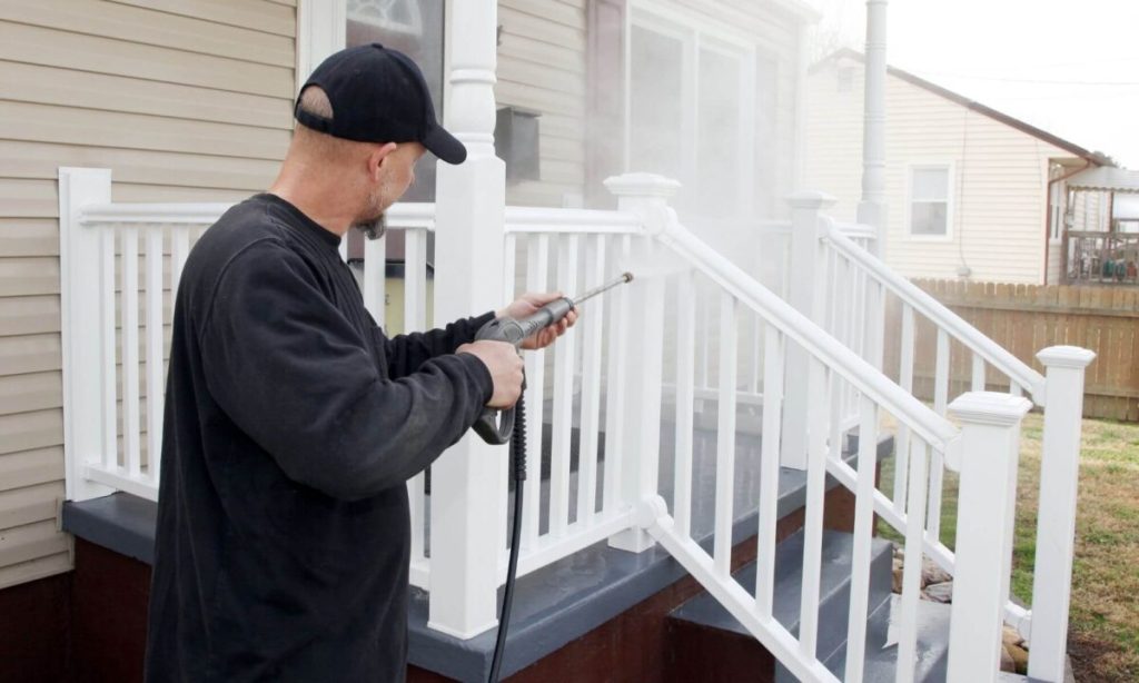 power wash deck railings