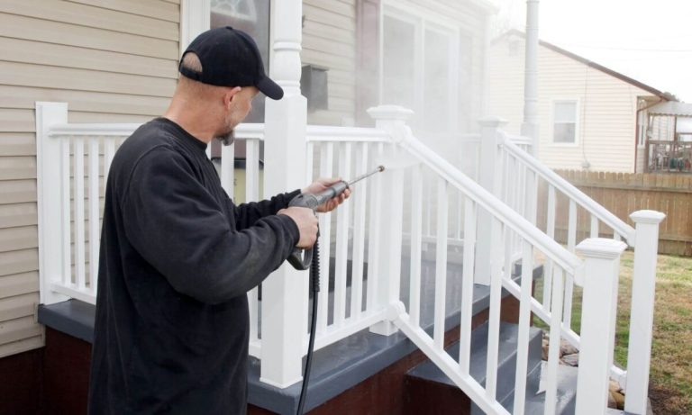 power wash deck railings