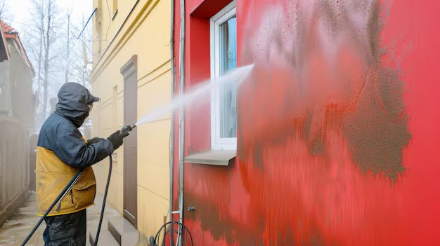 power wash painted surface
