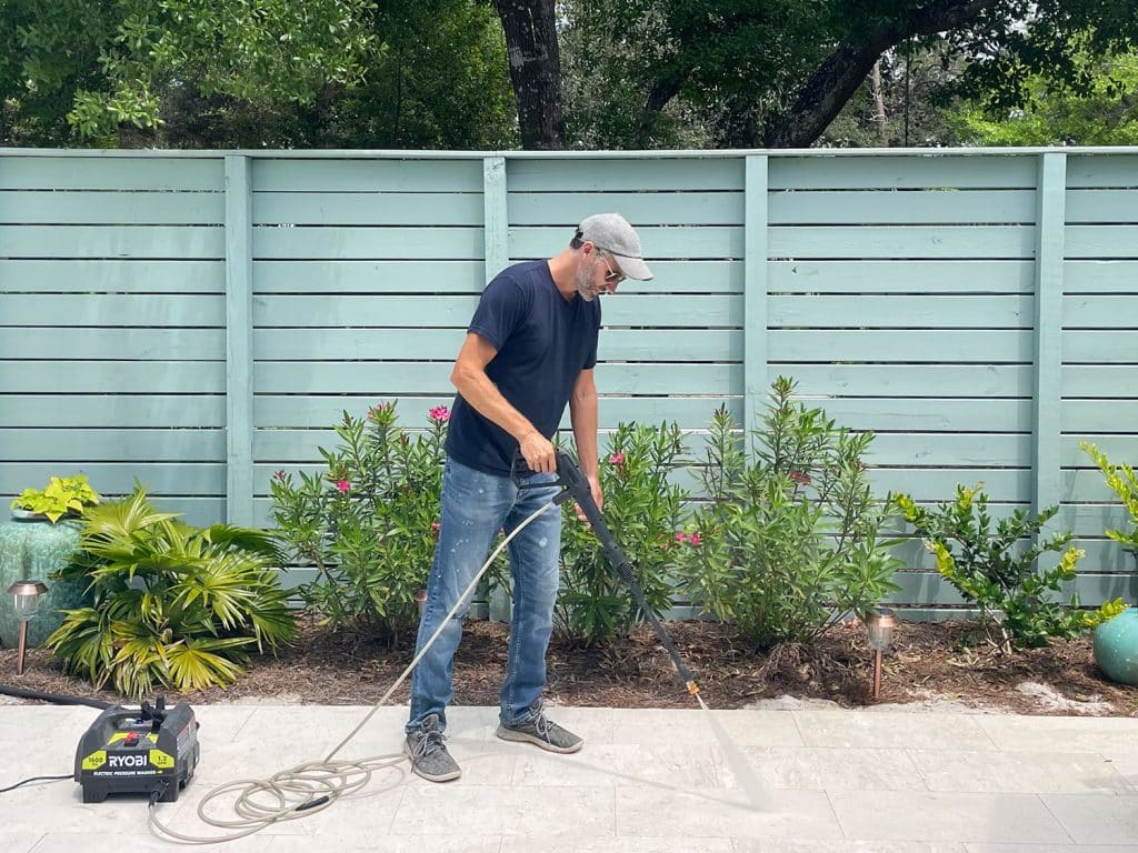 power washing and plants