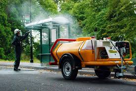 power washing bus stop