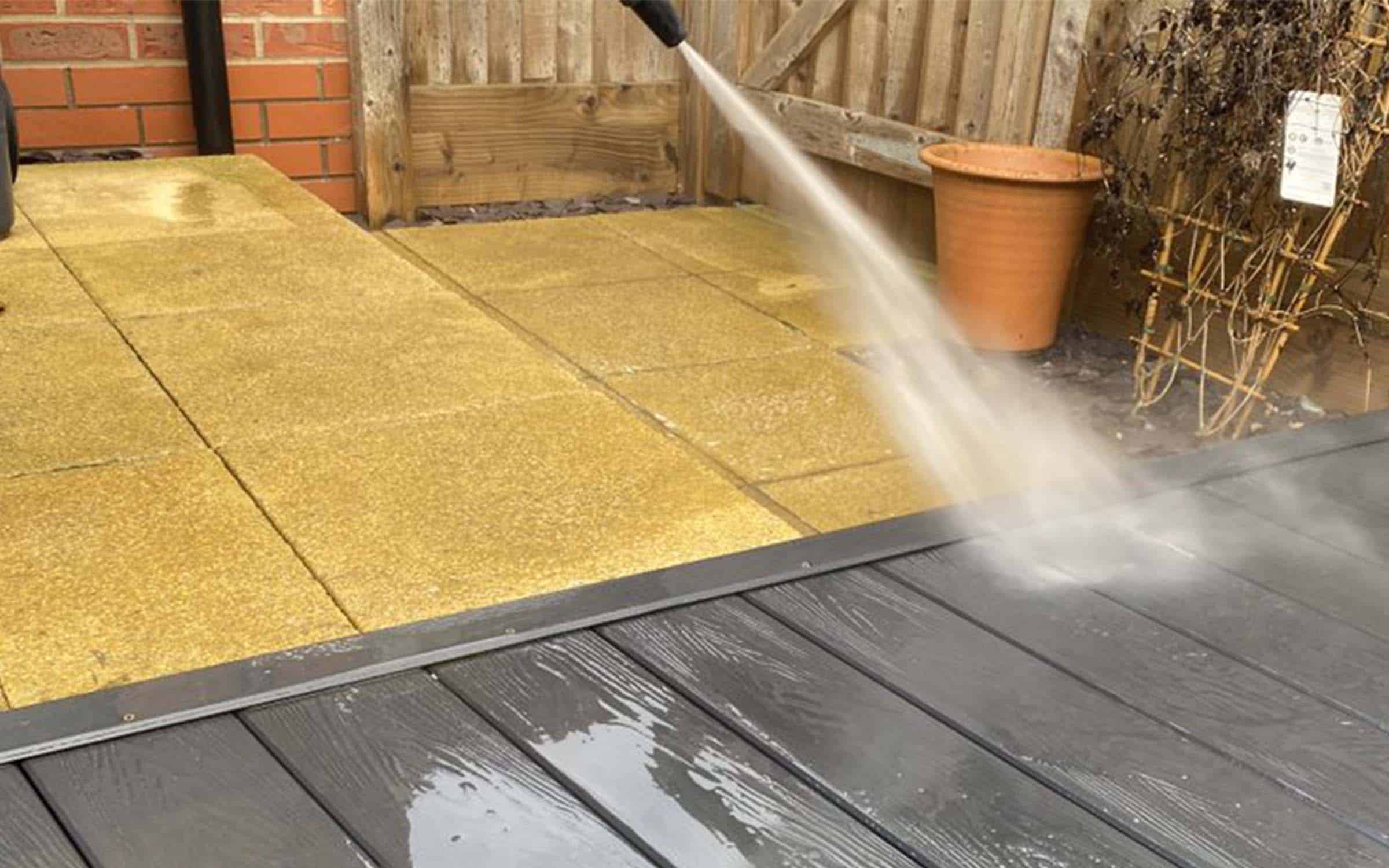power washing composite decking
