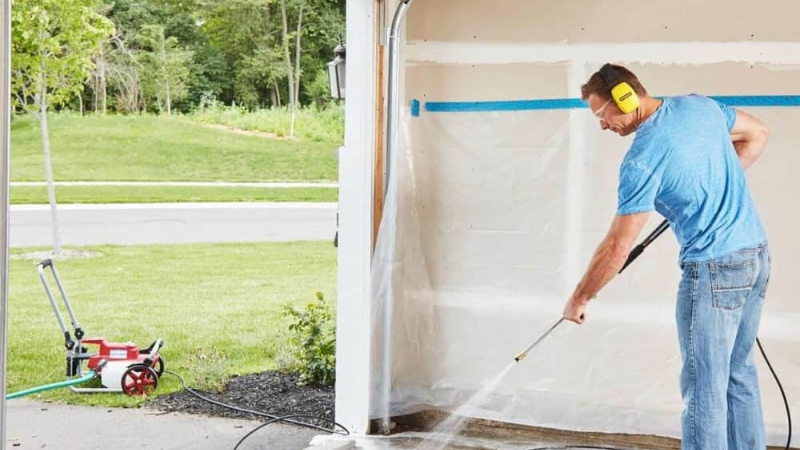 power washing garage