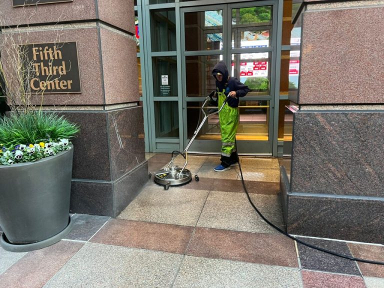 power washing office campus