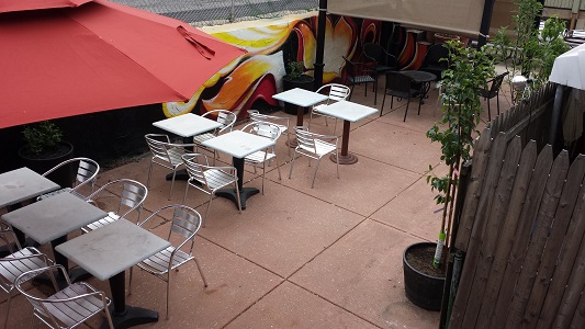 power washing outdoor dining area