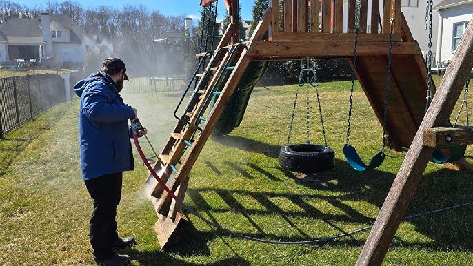 power washing outdoor playhouse