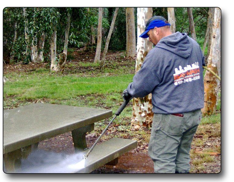 power washing picnic table