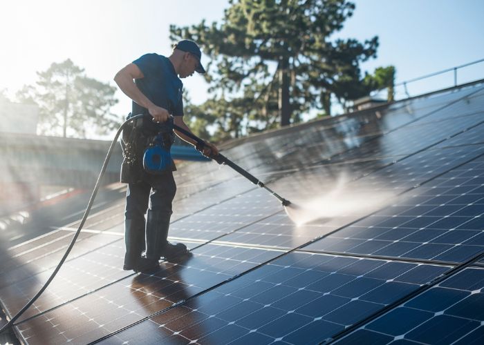 power washing solar panels