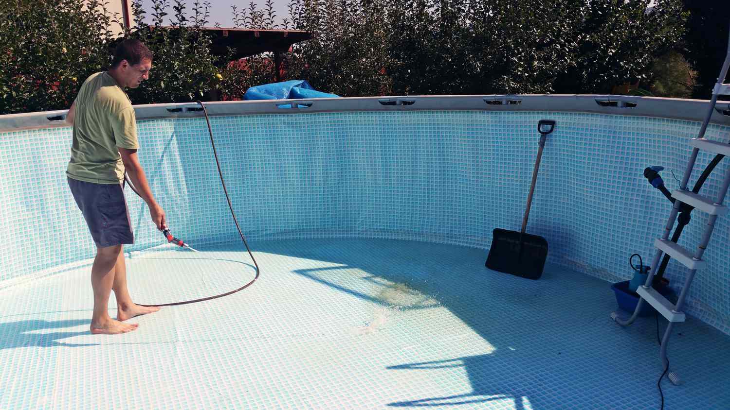pressure wash above ground pool