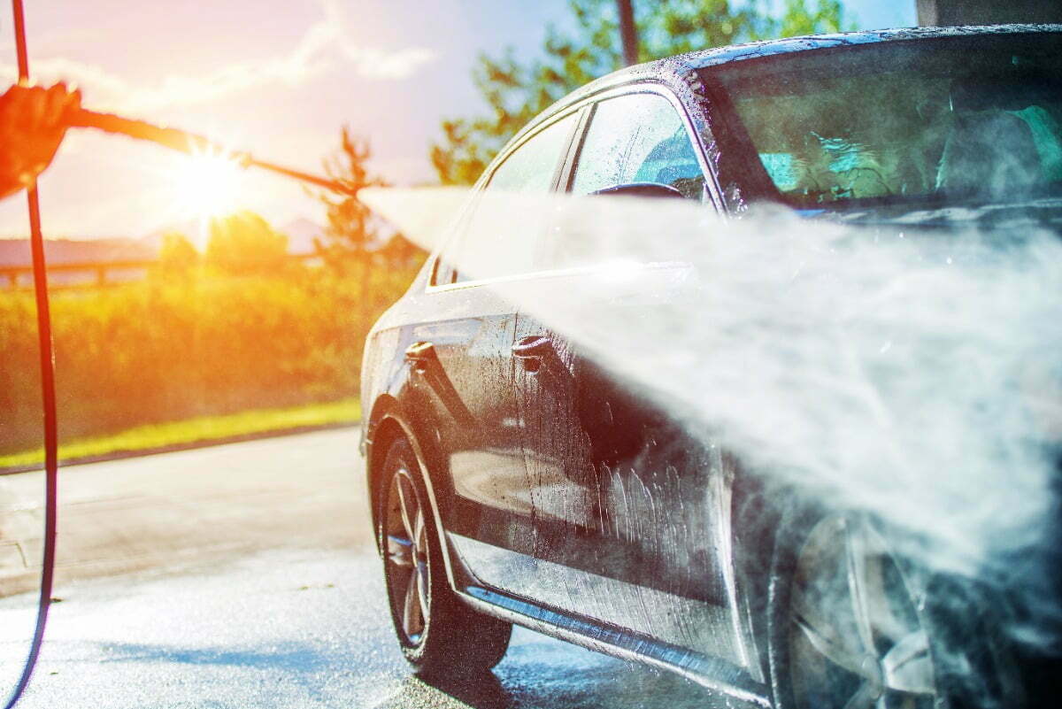 pressure washing car