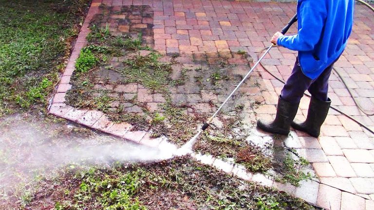 pressure washing weeds